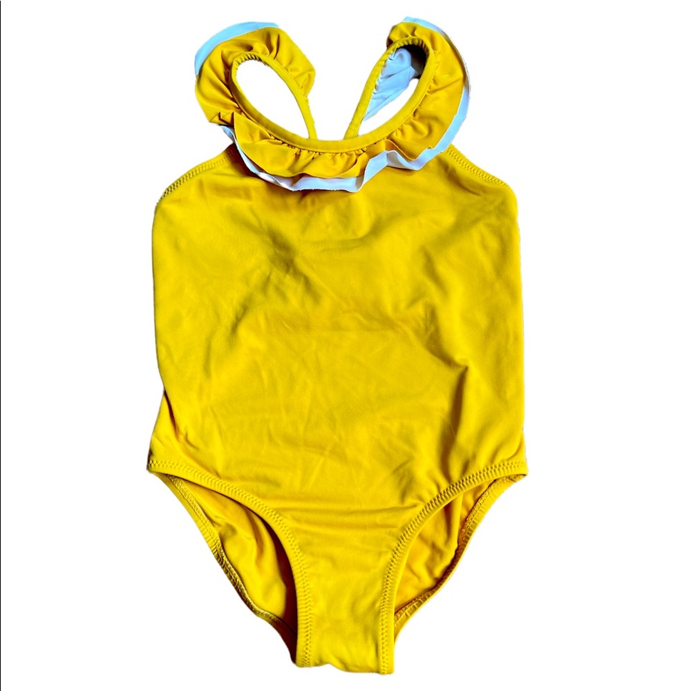 Zara one piece swimsuit ruffle yellow kids 3 or 4